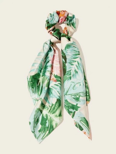 Scrunchies scrunchies gumička do vlasov, dlhý šál, kvety monstera