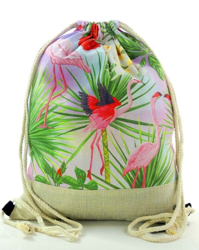 Pevná veľká látková taška na batoh Flamingos taška