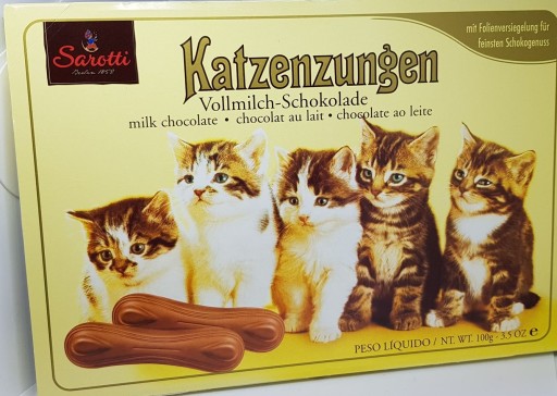 Čokolády s mačacím jazykom z Nemecka