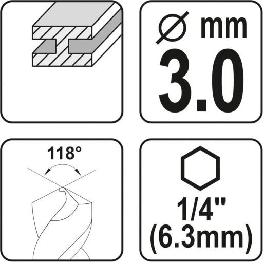 YATO HSS FRÉZOVAČKA NA KOV 3,0mm ŠEST