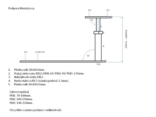 Montážna podpera PM3 140-220mm Balkónová pätka