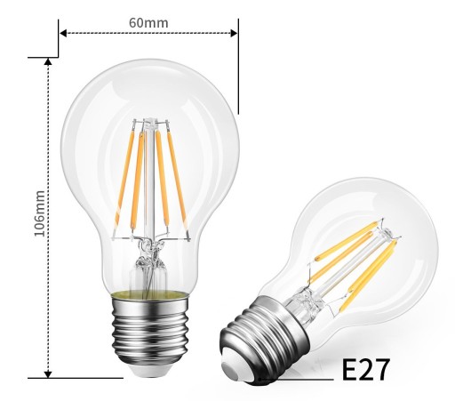 E27 LED ŽIAROVKA ŽIAROVKA 6W EXTRA TEPLÁ EDISON