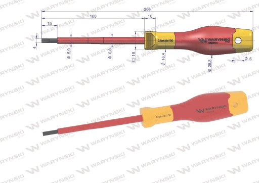 Izolovaný plochý skrutkovač 4 x 100 mm WARYŃSKI