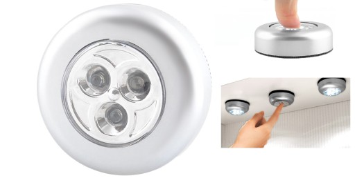 3 LED SAMOLEPIACA BATÉRIOVÁ LAMPA DO ŠATNÍKA