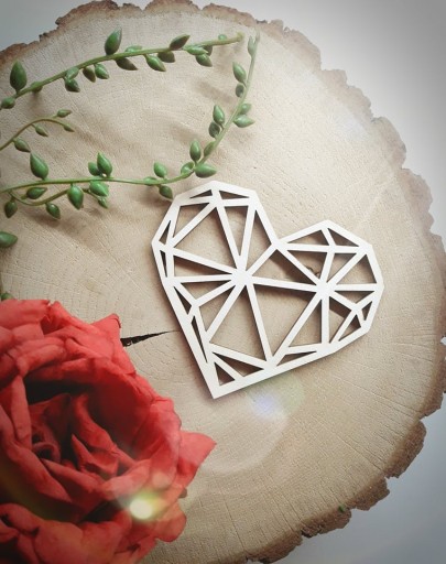 Geometrické srdce Valentínska svadba 3,5x4cm 10 ks