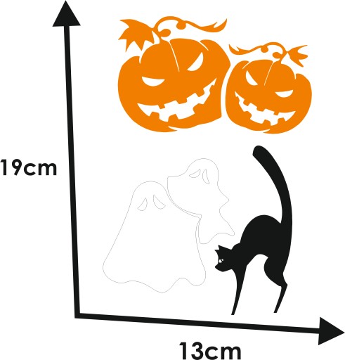 Halloweensky dekoračný set s tekvicovým duchom a mačkou
