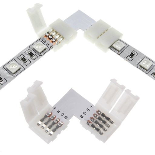 Uhlový konektor, RGB LED pásik 10mm, rohový konektor