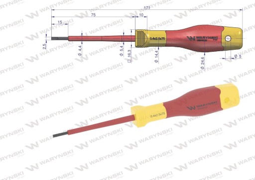 Izolovaný plochý skrutkovač 2,5x75 mm WARYŃSKI