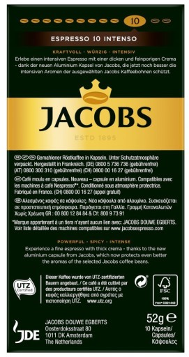 Kapsuly Nespresso Jacobs Espresso Intenso 10 ks.