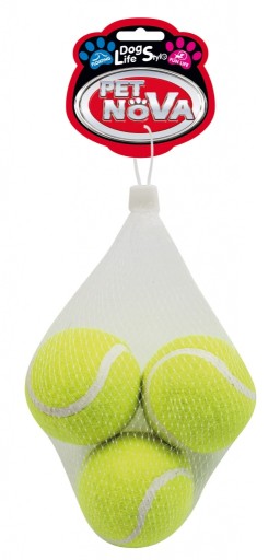 Tenisová loptička pre psov, 3 ks, pláva, vŕzga, 6 cm