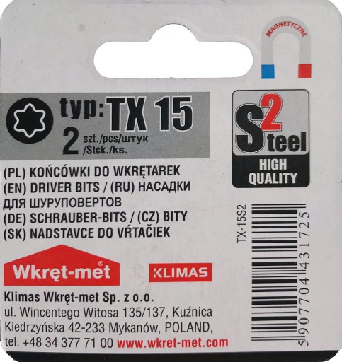 Wkręt-Met - Bity Torx TX 15 pre skrutkovače