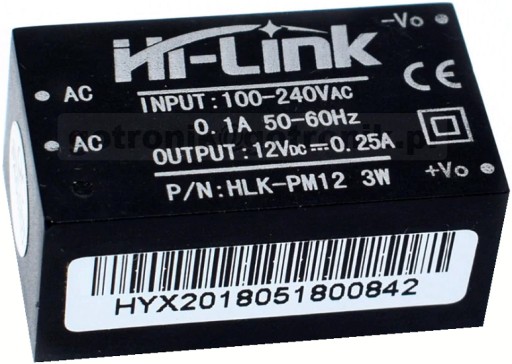 HLK-PM12 mini napájací zdroj 230V AC až 12V DC