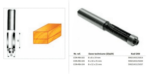 Vysokorýchlostná stolárska fréza 8 x 8 x 19 mm