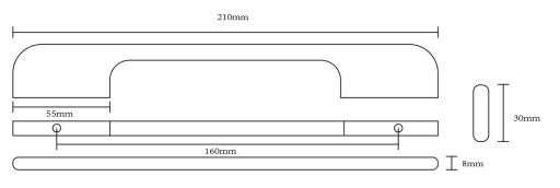 MODERNÁ nábytková úchytka Andras ČIERNA 160mm