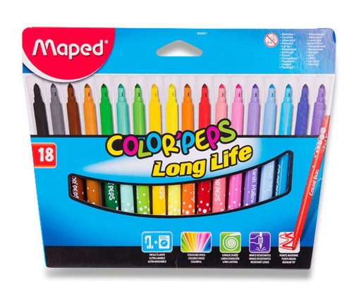 Značky MAPED, školské značky, 12 intenzívnych farieb