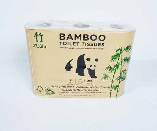 BAMBUSOVÝ TOALETNÝ PAPIER 6 ROLČIEK 3-VRSTVOVÝ ZUZII
