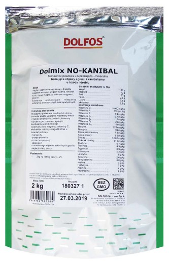 Dolmix No-Kanibal kŕmna zmes potláčajúca prejavy kanibalskej agresivity 2kg