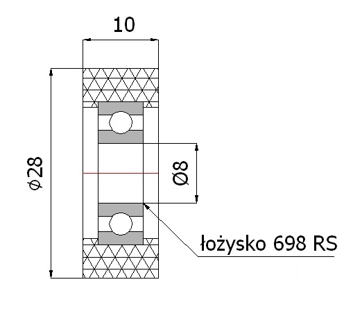 FI 28 POLYURETÁNOVÝ VALEC FI 8 ŠÍRKA VALČEK 10 mm