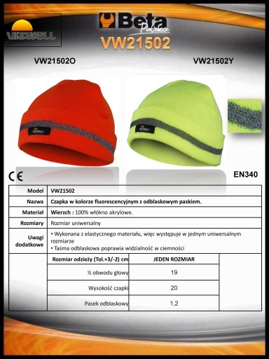 BETA REFLEXNÝ KLOBÚK, UPOZORNENIE, ŽLTÝ VW21502Y