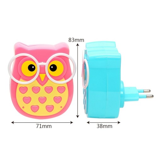 LED nočná lampa OWL svetelný senzor, 3 farby