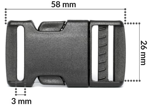 Plastové pracky, 10 kusov na batohy a 25mm popruhy