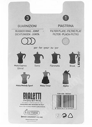 Bialetti tesnenie (3 ks) + sitko pre 3/4 tz hliníkové kávovary