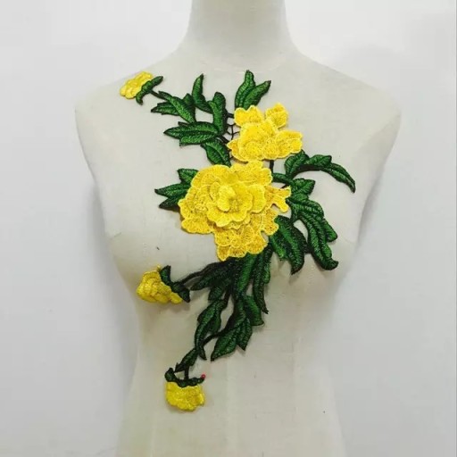 Veľký Rose EFFECT 3D nášivka vyšívaný kvet 37cm