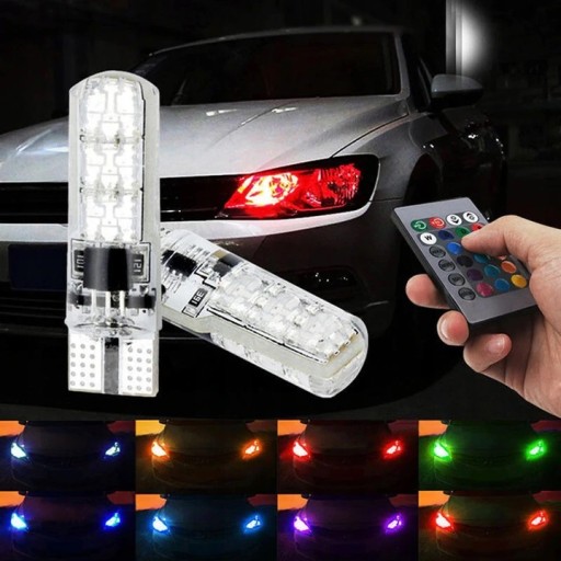 2 W5W LED T10 RGB ŽIAROVKY 16 FAREBNÉ PARKOVACIE DIAĽKOVÉ OVLÁDANIE