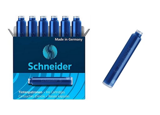 ŠTANDARDNÉ MODRÉ NÁPLNKY NA PERÁ, 6 KS SCHNEIDER
