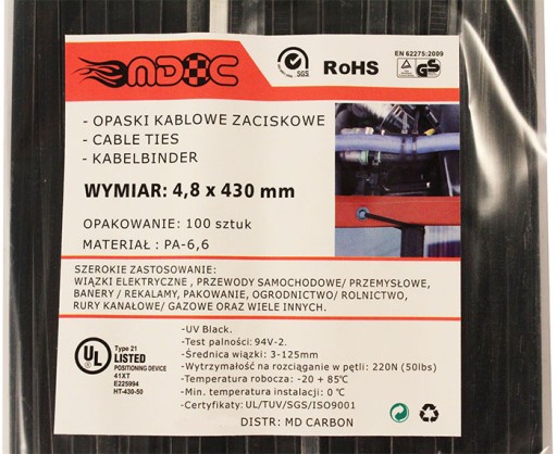 MDC ZIP-Clamps UV káblové pásky 430x4,8