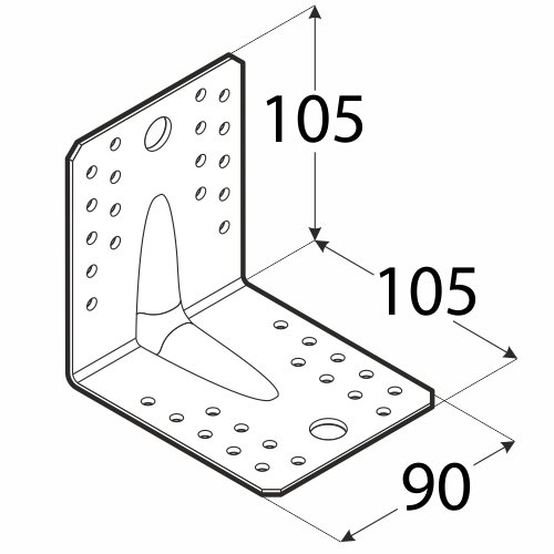 Zosilnený razený uholník KP2 105x105x90mm