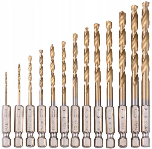 TItánové KOVOVÉ VRTÁKY 1/4 BIT 1,5-6,5mm 13ks