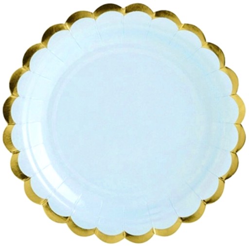Modré a zlaté ozdobné papierové taniere, 18 cm