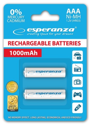 2 výkonné batérie AAA HR3 R3 1000mAh 1,2V Ni-MH