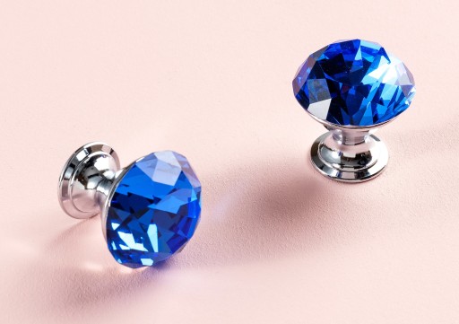 LESKLÁ AVA CRYSTAL BLUE Gombík na nábytok