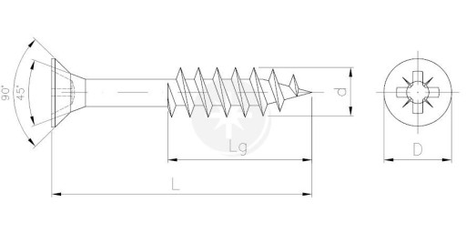SKRUTKA do dreva 6x160mm závit na diely 10 ks