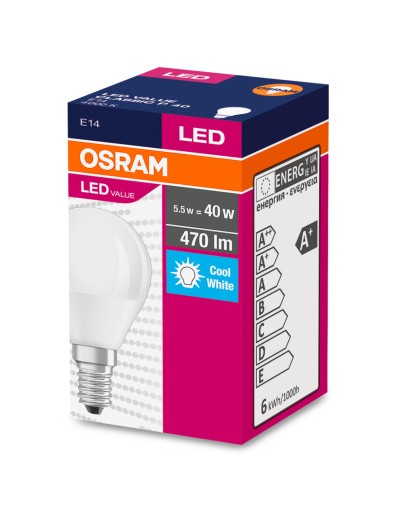 OSRAM E14 LED GUĽOVÁ ŽIAROVKA 4,9W = 40W 470lm 4000K