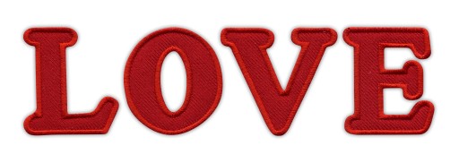 Nášivka LOVE - nápis - Milujem ťa, láska, VÝŠIVKA