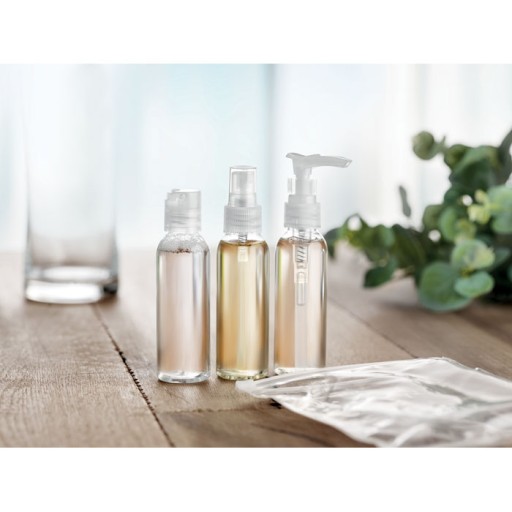 Letecká cestovná kozmetická taštička 3 x Fľaštičky s rozprašovačom s pumpičkou 60 ml