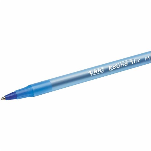 BIC Round Stic Stredné školské kancelárske pero, modré, 1 mm, 4 ks
