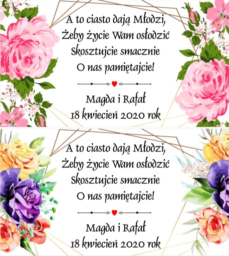 Etikety nálepky na svadobnú tortu 20 ks