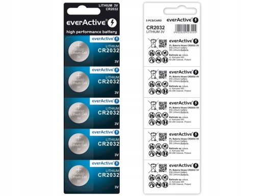 EverActive CR2032 LÍTIOVÉ BATÉRIE BLISTER 5 kusov
