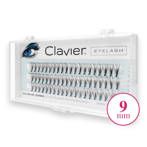 CLAVIER Trsy hodvábne mihalnice prírodné hrubé 9 mm