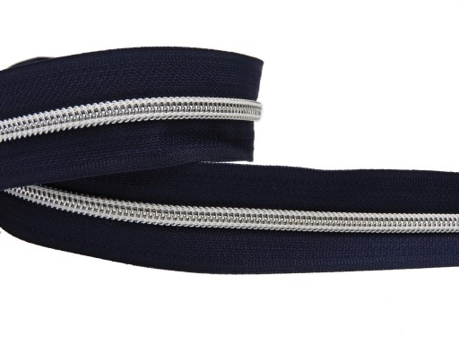PÁSKA NA Zips Zips 5mm 1m NÁMORNÍCKA MODRÁ/STRIEBORNÁ