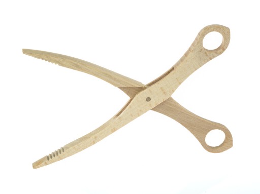 Nožnice, kliešte, DREVENÉ chápadlo na grilovanie, 28 cm