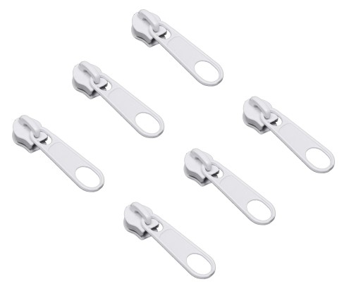 Kovový jazdec na zips 3mm biely 100