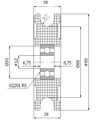 fi 90 VALCE PRE 14 mm KÁBLOVÉ BLOKOVANIE VALEC FI 12