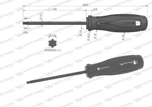 Torx T20 skrutkovač 100 mm WARYŃSKI