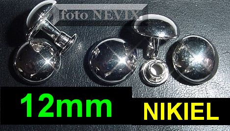 Cvočky, cvoky, ozdoby, gombíky, 5 ks. 12 mm leštený nikel