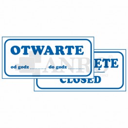 Obojstranná tabuľa OTVORENÉ-ZATVORENÉ 9X24 CM